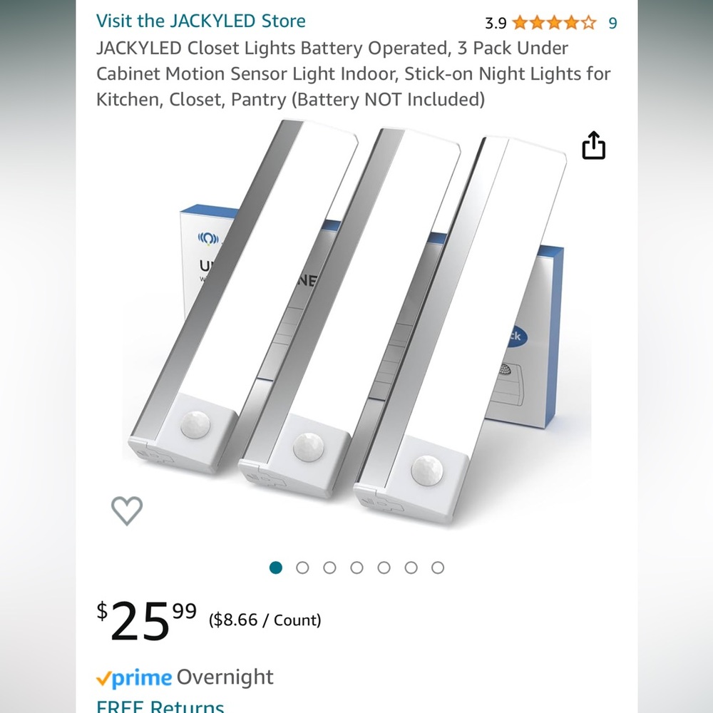 JackyLED Under-Cabinet Lights 3 pack. Motion sensor lights - Brand New